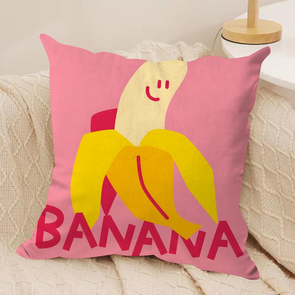 Cute Anime Fruit Cushion Cover Soft Plush Fabric DoubleSided Printed Sofa Cushion Cover for All Seasons Home Decor Gift