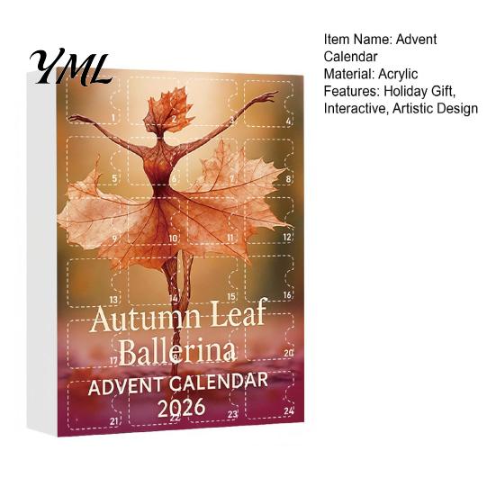 Seasonal Atmosphere Ornaments Autumn Leaves Ballet Dancer Acrylic Advent Calendar, 2D Hanging Ornament Set Unique Party Favors with Lanyard