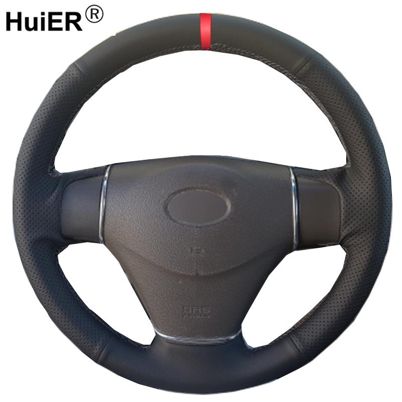Hand Sewing Car Steering Wheel Cover Volant For Kia Rio Rio5 2006 - 2008 2009 Hyundai Accent 2006 2007 2008-2011 Getz 2005-2011