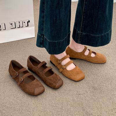 Mary Jane Shoes Women's New Spring Versatile Retro Square Head Comfortable One-word Buckle Light Mouth Single Shoes