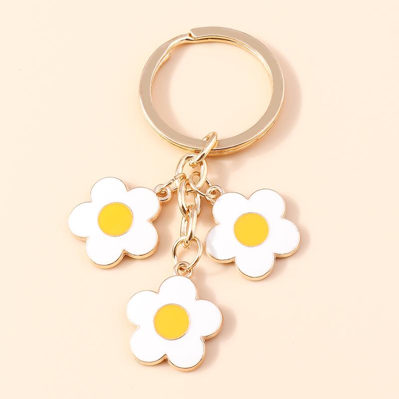 Aihua Handmade Knitted Sunflower Keychain For Women Girl Cute Crocheted Bee Flower Key Ring Handbag Pendants Jewelry Gifts