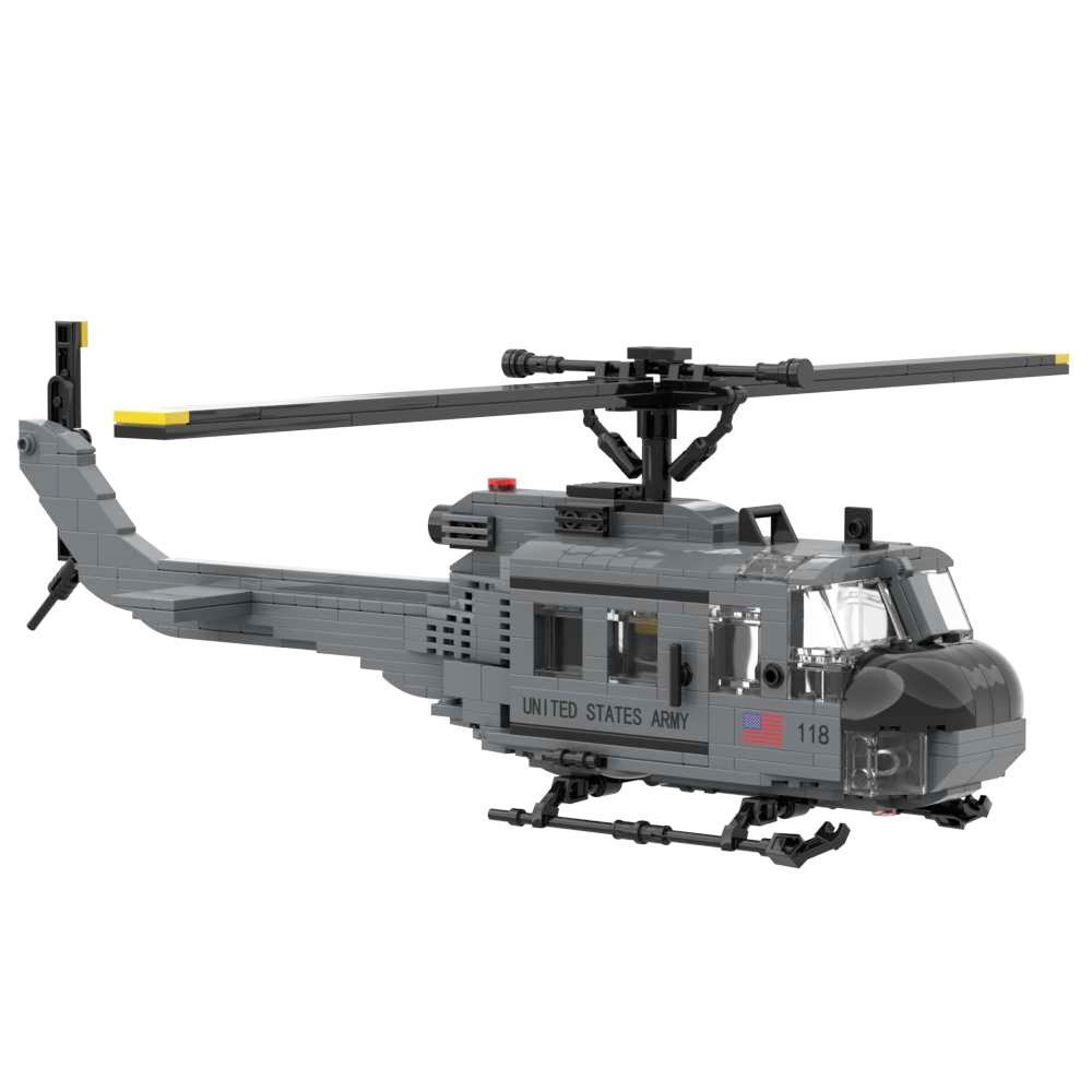 UH-1D Multipurpose Utility Helicopter Brick Model Toy Building Blocks Set Army Military Weapons UH1D Kit with 3 Soldiers