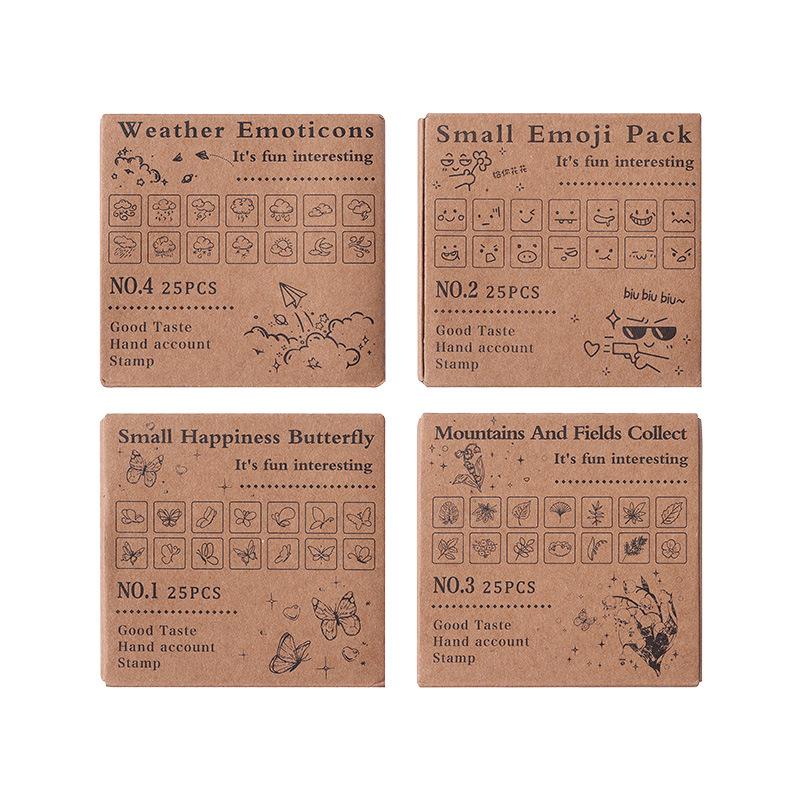 Wooden Boxed Animal & Plant Journal Stamps Set