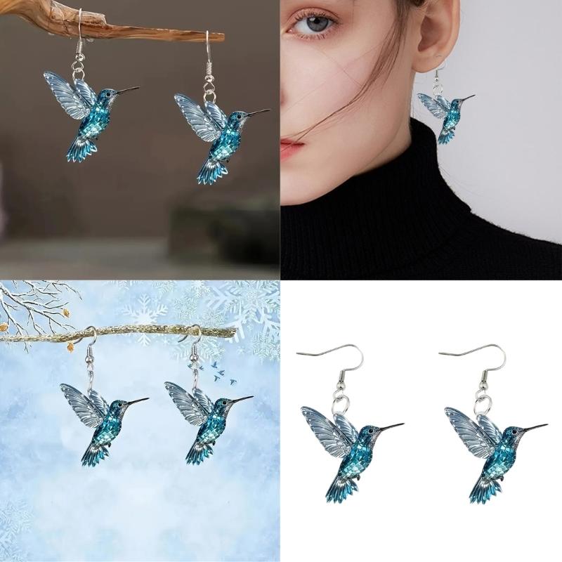 Fashionable Acrylic Drop Earrings Hummingbird Multifuntional Ear Jewelry for Every Occasion Pendant Earrings for Daily