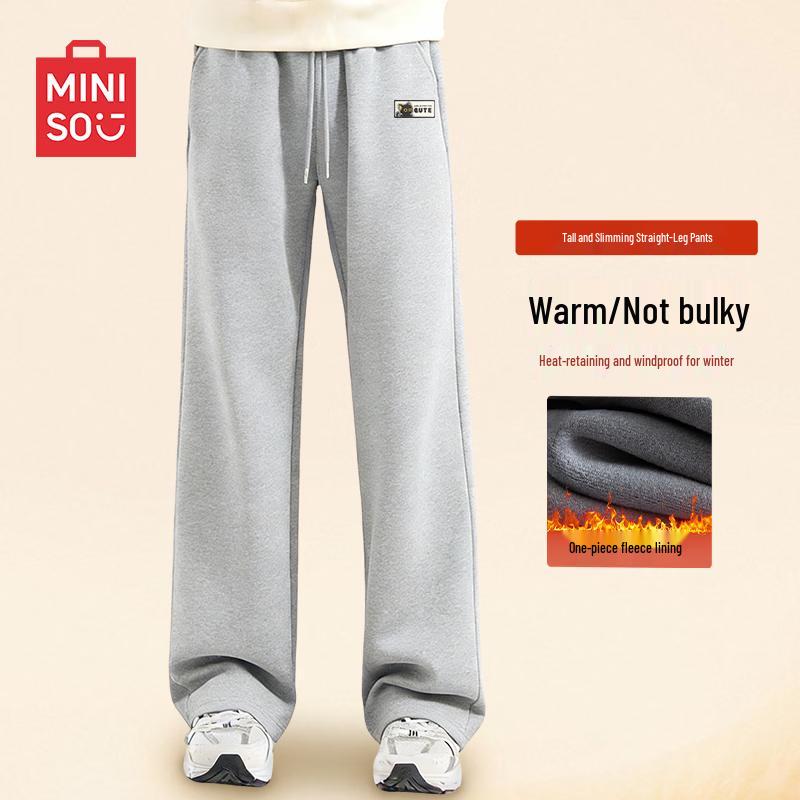 

MINISO Youth Men s Fleece-Lined Cat Design Windproof Sweatpants 2XL