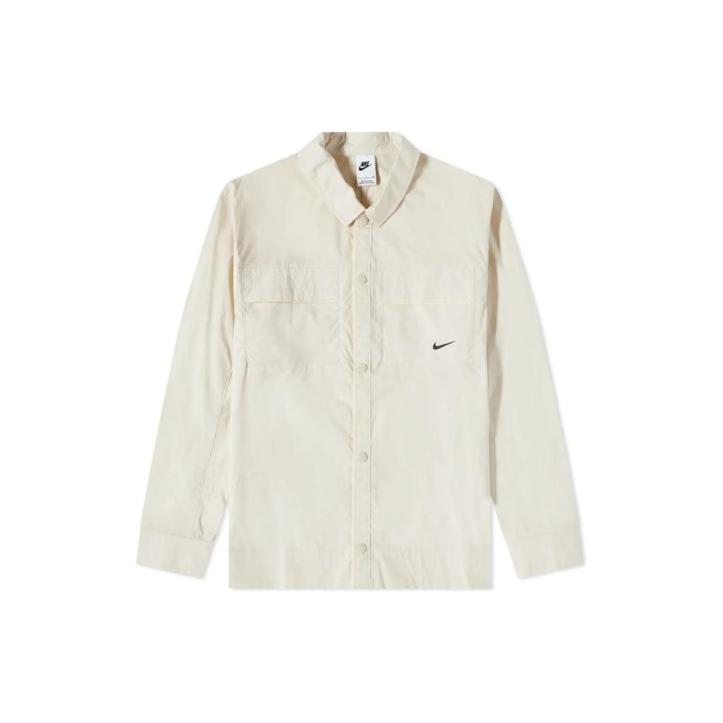Nike Solid Color Logo Print Single-Breasted Long Sleeve Jacket Men Jackets White DM6638-104