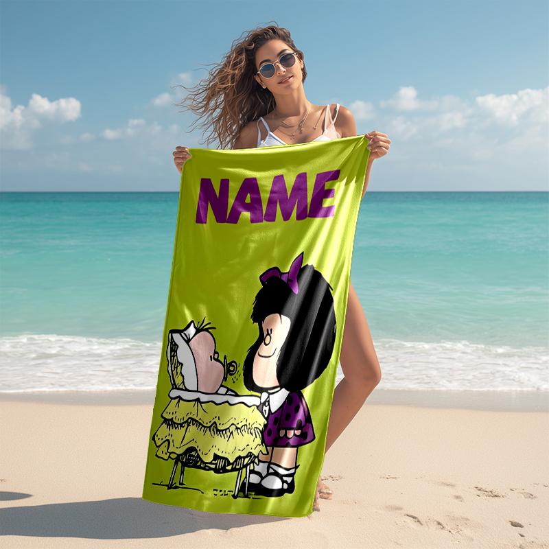 Personalized customized proof beach towel with Mafalda pattern - soft, absorbent,quick-drying,perfect swimming,camping&bathing