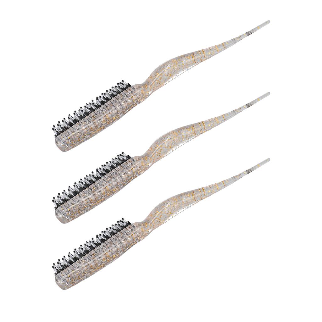 3pcs Rat Tail Brush Combs 3 Rows Nylon Brush Hair Teasing Styling Brush for Hair Parting Glitter Gold