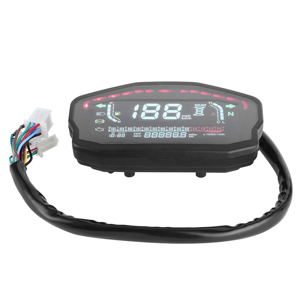 Universeller Motorrad-Kilometerzähler LED LCD Digitaler Tachometer Drehzahlmesser Instrument