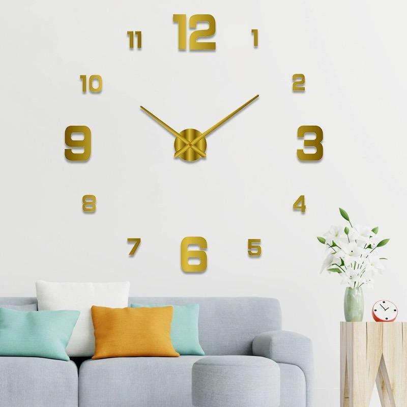 New 3D Luminous Wall Clock Modern Minimalist Style Frameless Acrylic DIY Digital Clock Mirror Effect Wall-Mounted Silent Clock
