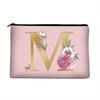 Flower  Letter Print Zipper Storage Bag  Lightweight Versatile Pouch Trendy Clutch Bag