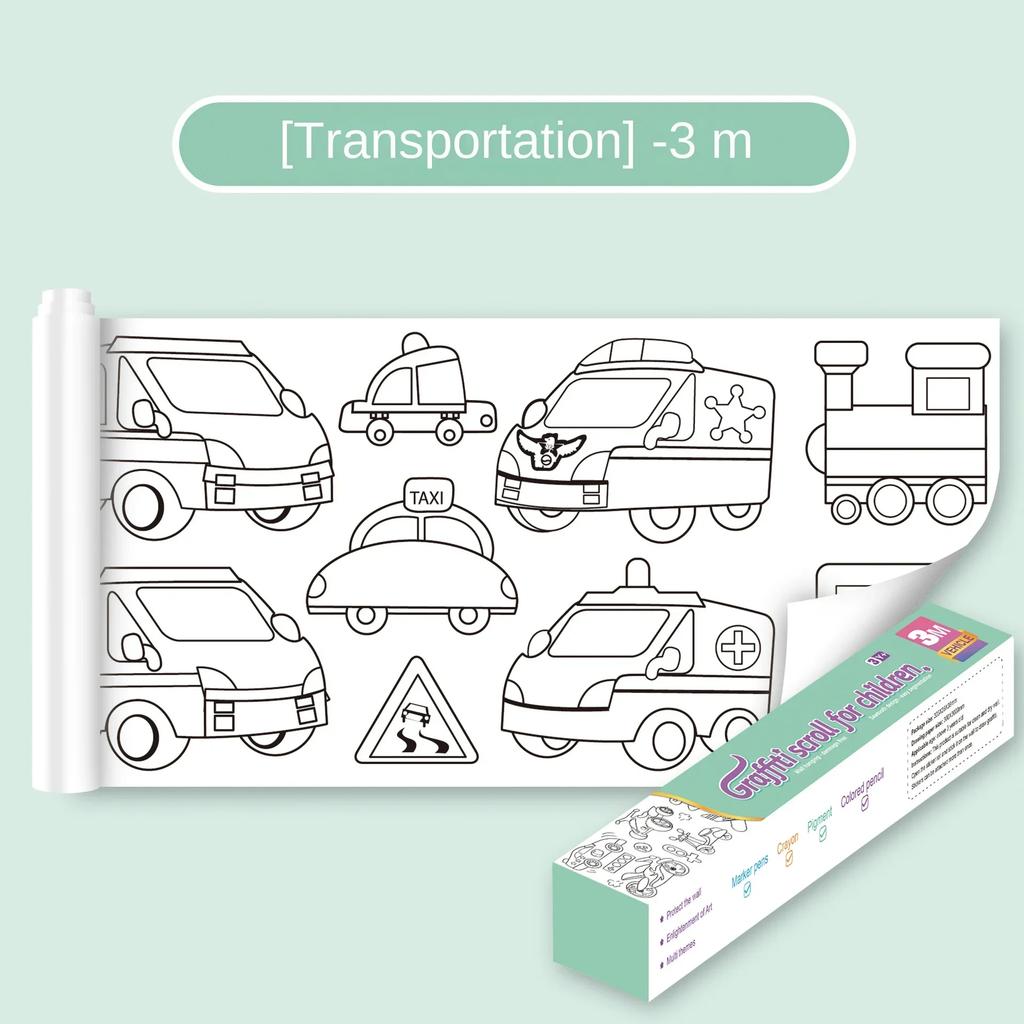 Kids Coloring Paper Roll Sticky Diy Wall Floor Painting Color Filling Graffiti Educational Art Toys For Kids Birthday Gifts