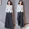 Fashion Shirt Set Women's Early Autumn New Temperament Wear Professional Wide-leg Pants Two-piece Set