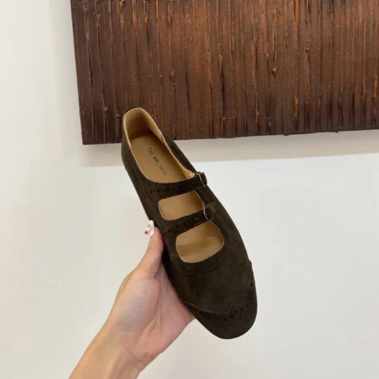 Retro brown square head Mary Jane shoes ballet shoes women's 2025 new Korean version French light mouth single shoes women's shoes