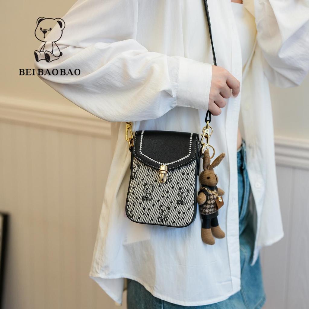 Damen Canvas Bär Schulter Crossbody Tasche - Lässig, Vielseitig, Farbblock-Design