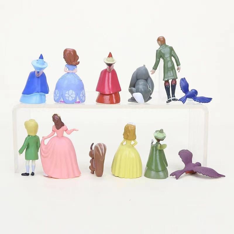 12pcs/set 3-5cm Sofia the First Figures Doll Princess Sophia Amber Cilo Prince James Queen Miranda Bird Clover Rabbit Hobby Toys