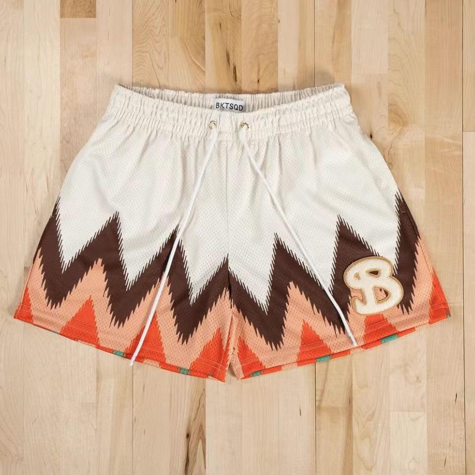 Amerikanska BKTSQD Digitaltryck Snabbtorkande Lös passform Plusstorlek Basketshorts för män