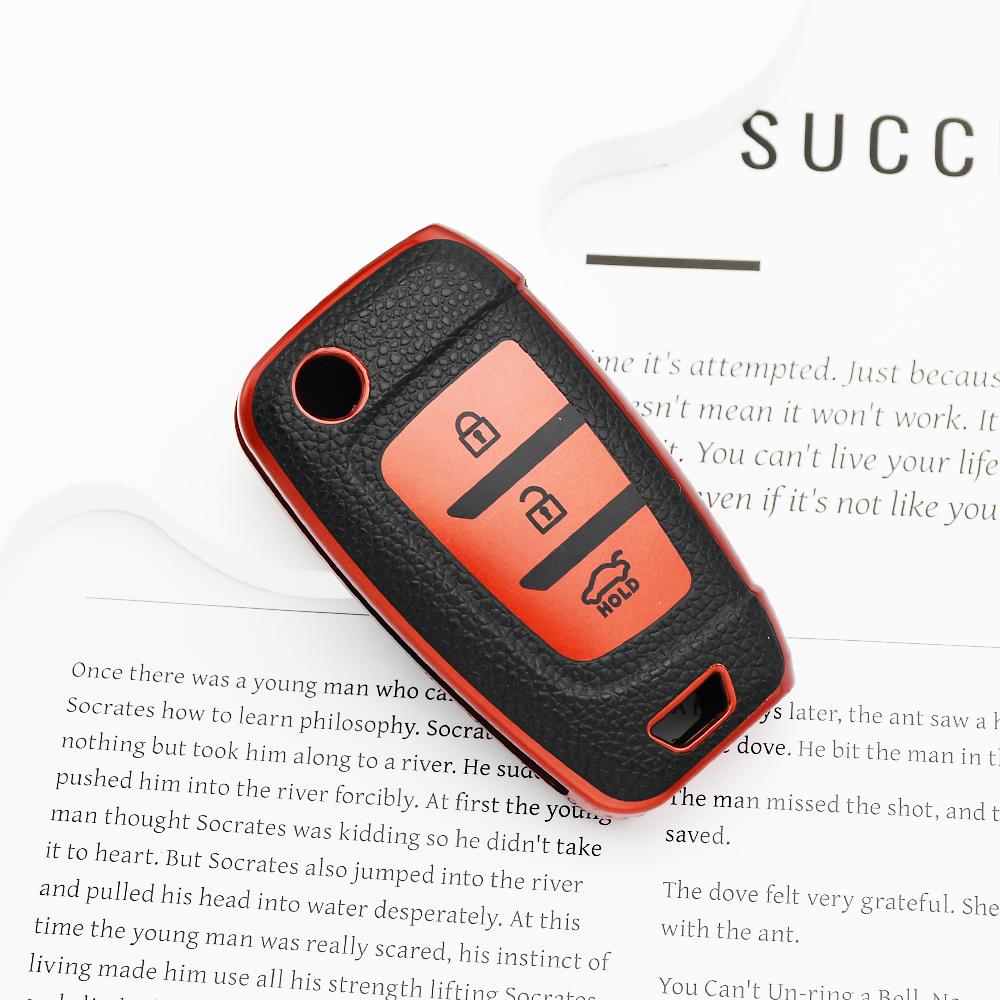 Leather Tpu Auto Car Key Case For Hyundai Elantra Solaris Tucson I30 I35 I40 Kona Genesis Santa Fe Azera Cover Holder Shell Fob
