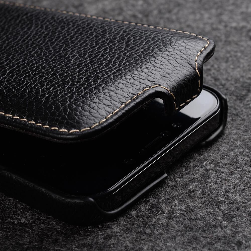 Genuine Leather Flip Cover for Apple iPhone 15 Pro Max, 14 Pro, 13, and 12 Plus