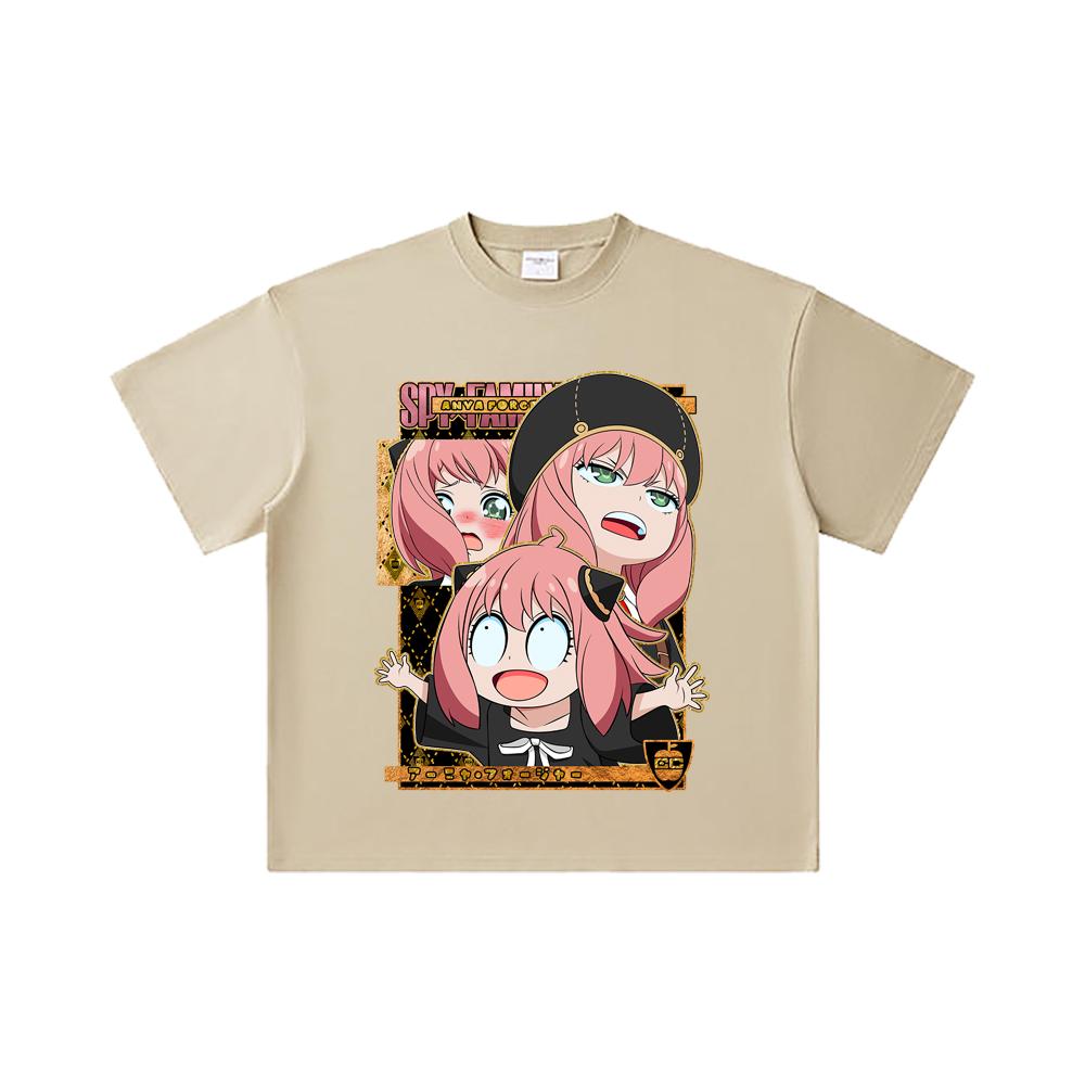 260 GSM Double Yarn 32 Count 100% Cotton Spy Family V12 Anya Print Unisex Heavy Cotton T Shirt