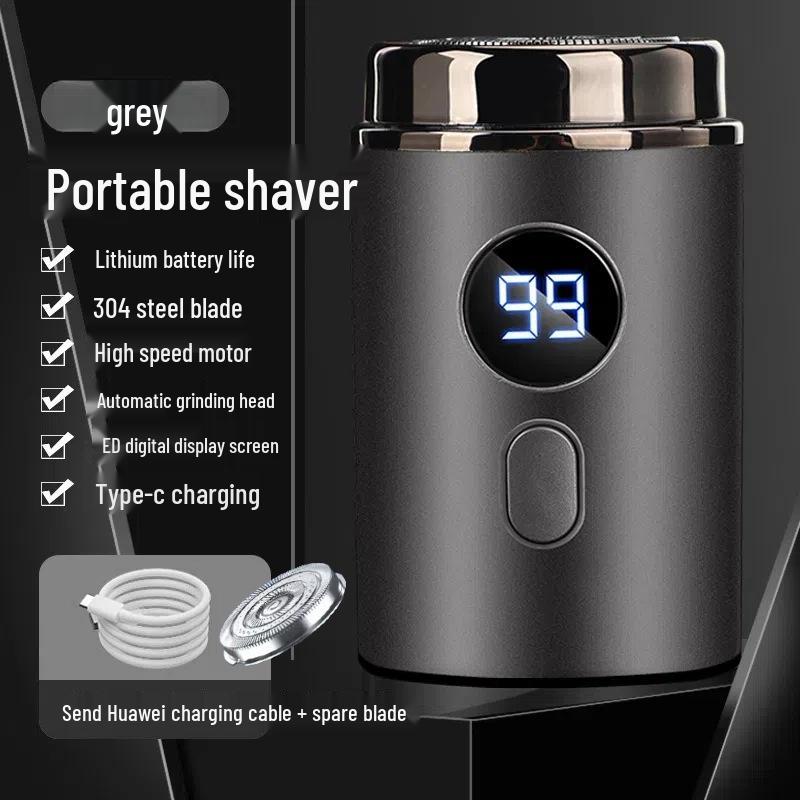 Rechargeable Portable Mini Shaver with LED Display - Steel Cannon Beard Trimmer