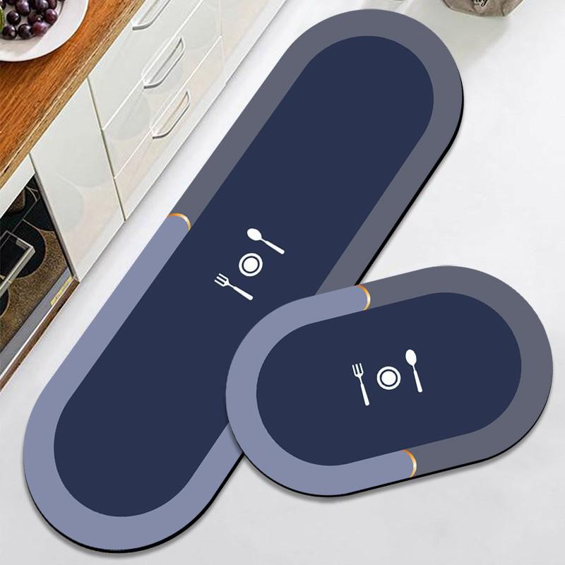 Non-Slip Diatom Mud Kitchen Rug: Solid Color, Oil-Proof, Water-Absorbent, Quick-Drying Floor Mat for Home Use
