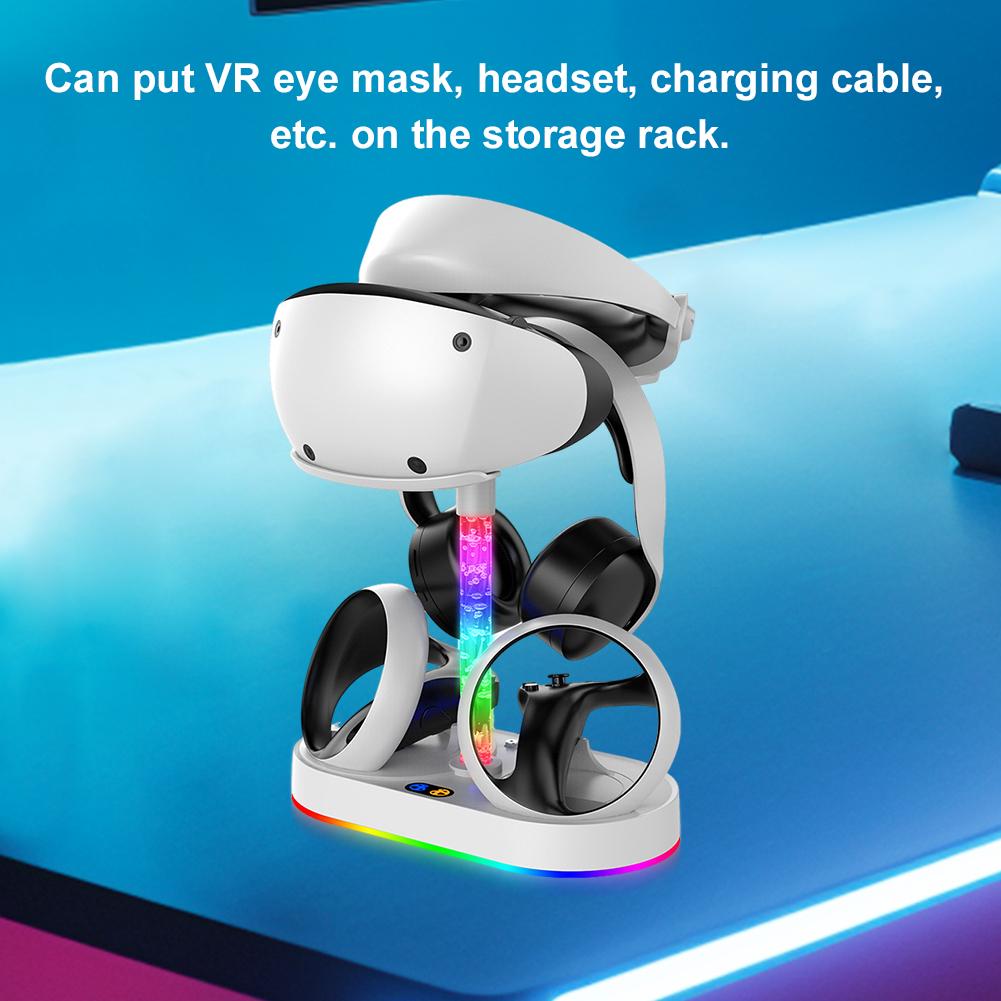 Charging Dock for Play Station5 Controller Charger Station with RGB Light Dual USB Port 4 Magnetic Adapter Charging Storage Dock