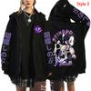 Hete Anime Kochou Shinobu Grafische Print Rits Hoodies Dames Heren Harajuku Casual Cosplay Rits Sweatshirts Mode Lange Mouw