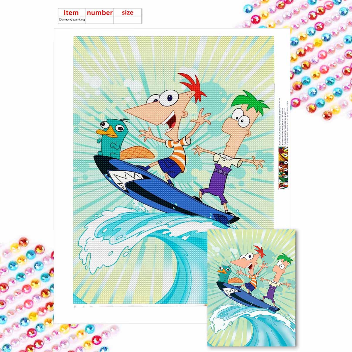 

DIY Diamond Painting The Children Surfing Cross Stitch Kit Mosaic Art Diamond Painting Full Circle Diamond Home Decoration Round 20x30cm