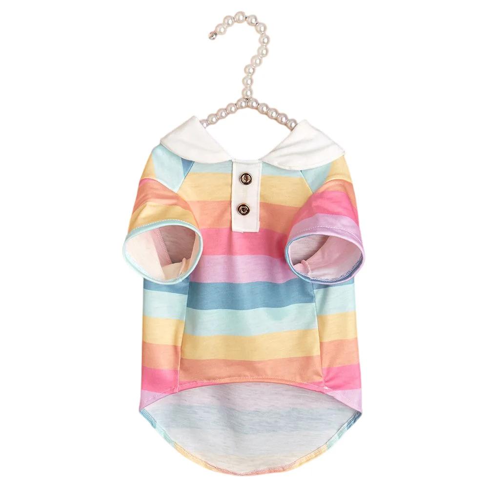 

Модная рубашка-поло против шерсти для кошек и собак, универсальная, новинка на лето, одежда для собак и кошек в полоску для домашних животных S