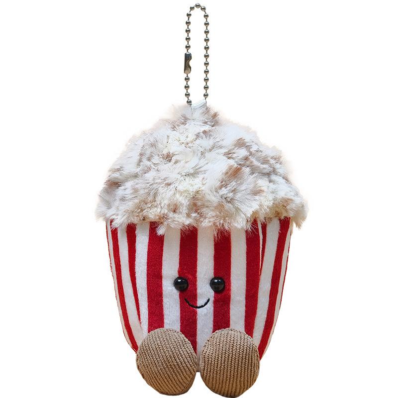 Simulovaný Roztomilý Popcorn Kávový Šálek Croissant Přívěsek Plyšová Hračka Panenka Roztomilá Klíčenka na Tašku Dívka