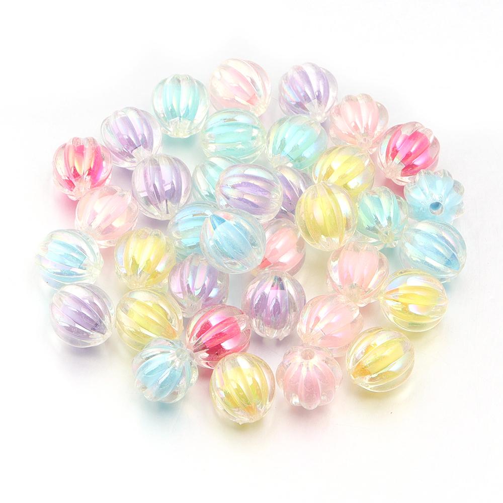 50Pcs 12x11mm Pumpkin Shaped Acrylic Beads Colorful Spaced Beads For Handmade Bracelets Phone Chains DIY Jewelry Accessories