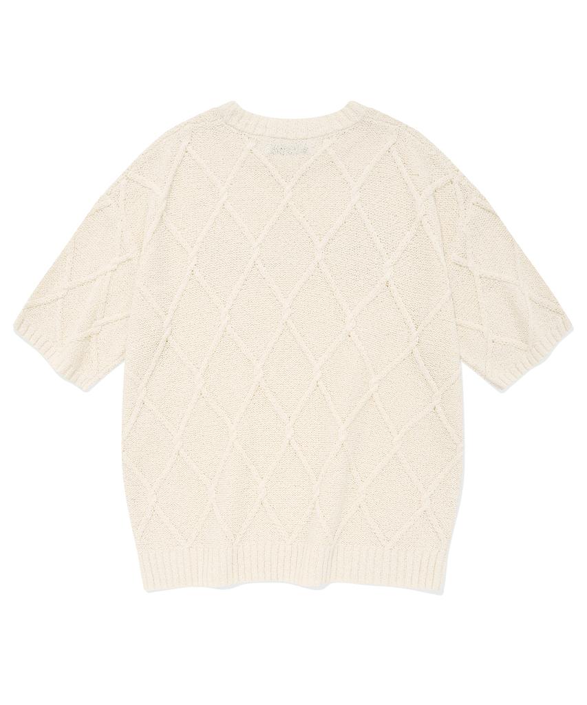FALLETT Story Logo Argyle Summer Knit Ivory