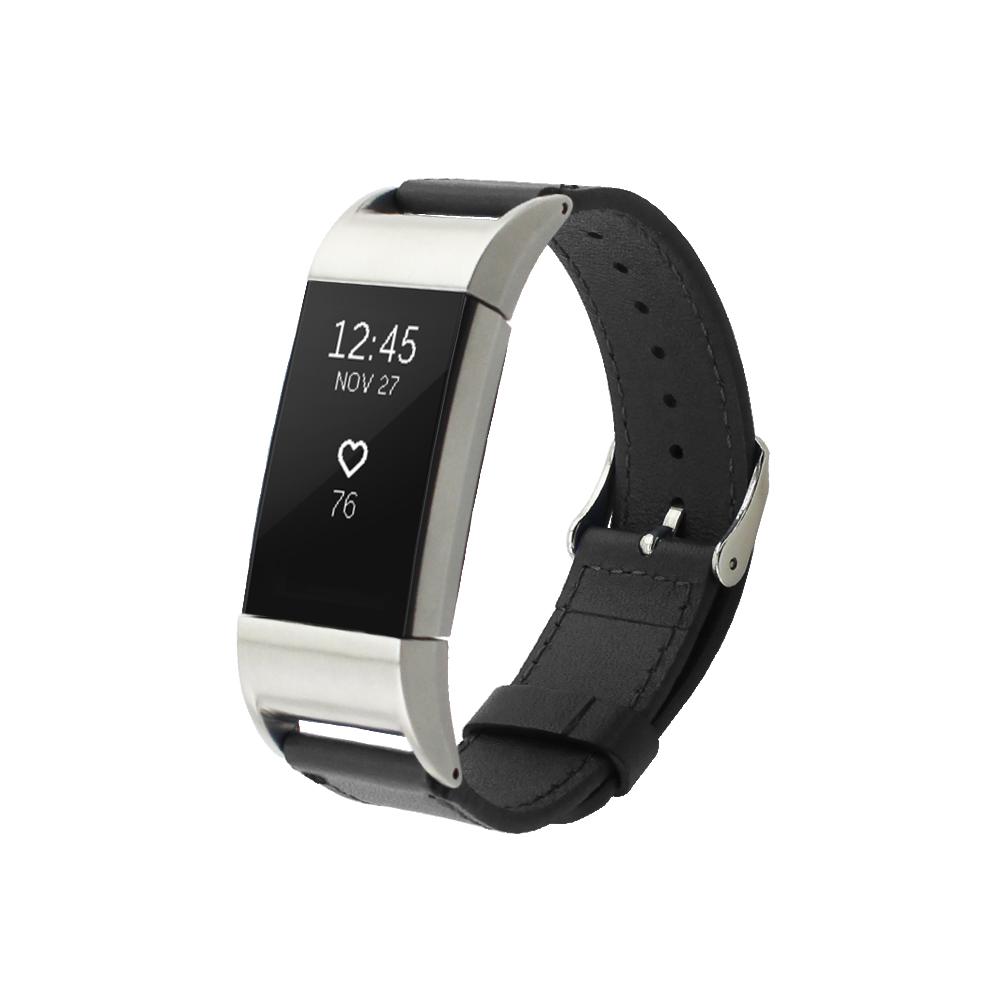 

Genuine Leather Watchband for Fitbit Charge 2 Black