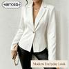 Moda Donna Casual Stampa Tinta Unita Manica Lunga Collo Polo Camicie & Bluse