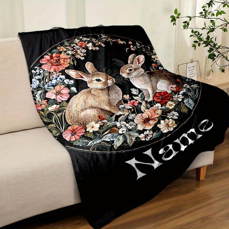 Two Rabbits Customize Your Name Blanket Warm Comfortable And Soft Blankets Are Suitable For Home Lunch Break Blanket Office Sofa Sofa Gift To