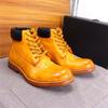 Fashion Men's British Style Ankle Boots Soft Handmade Genuine Leather Sole Windproof Comfortable Lace-up Winter Motorcycle Shoes