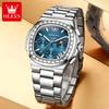 OLEVS New Original Luxury Fashion Square Quartz Watch Men Moon Phase Chronograph Watch Waterproof Luminous Date Watches For Man
