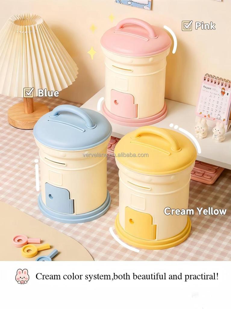 Popular High Quality Durable Box-Shaped PP Piggy Bank Key Lock-Portable Environment-Friendly Saving Money Gift for Desktop Use