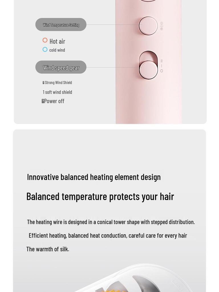 Compatible with Mijia H101/H300 Negative Ion Hair Dryer - Low Noise Hair Care for Dorms and Gifts