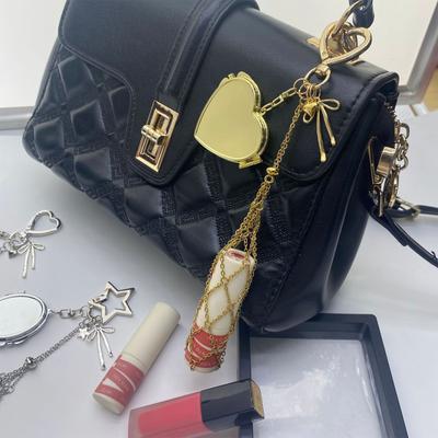 Trendy Mesh Keychain With Decorative Mirror Detailin Metal Key Holder For Backpacks Purses Belts Bag Accessories