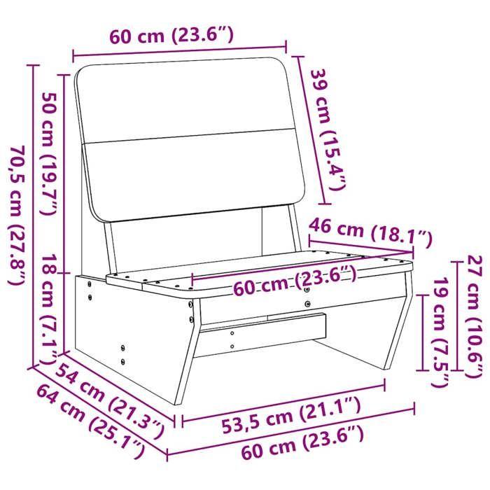 VidaXL Chaise de jardin 60x64x70,5 cm bois de pin massif, siège de jardin, chaise d'extérieur, chaise de balcon, chaise de 859307