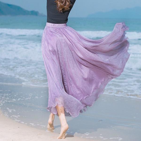 

Жіночі спідниці з високою талією, плісовані, з шифону, з завищеною талією, з плісированою спідницею для танців, довгими літніми пляжними спідницями XS