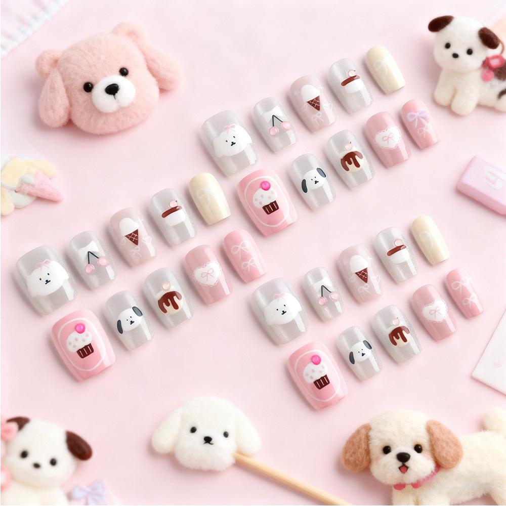 30-Piece Cat Eye Cartoon Fairy Tale Nails - Detachable, Sweet, Cute, & Stylish