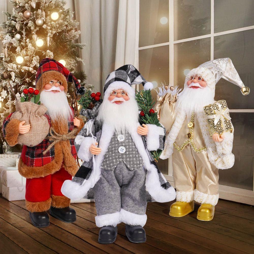 Décoration de Fête Thématique Père Noël 3D 12 Pouces Décorations de Maison de Noël Mignonnes Père Noël Debout Cartoon Créatif Cadeaux de Noël