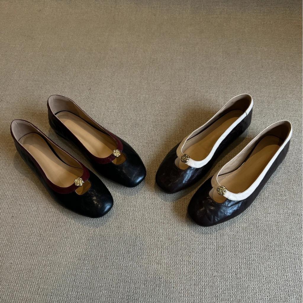 Fashion Flat Shoes for Women 2025 Spring and Autumn French Retro Shallow Mouth Round Toe Mary Jane Shoes Ladies Loafers Women