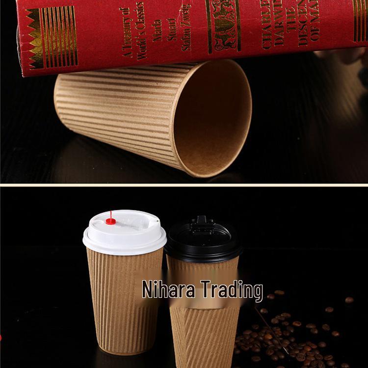 Copo de Café Descartável de Camada Dupla com Tampa: Antiescaldante, Ondulado em Forma de S para Bebidas Quentes e Chá de Leite