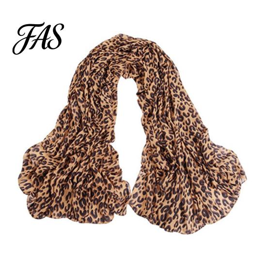 Women Scarf Leopard Print Warm Soft Material Shawl Chiffon Scarves for Daily Wear
