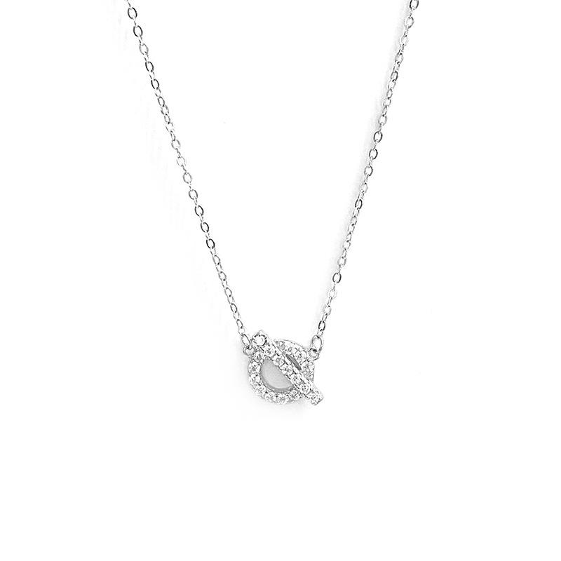 Light Luxury Buckle Circle Necklace, Small and Popular, High Sense Collar Chain, Full Diamond Neckchain