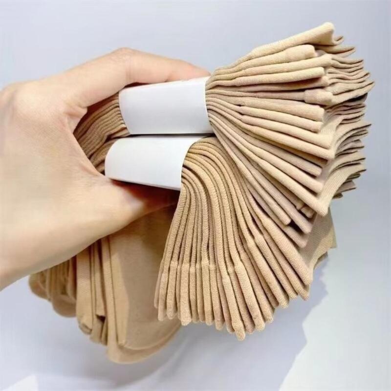 5 Pairs/Set Thickened Velvet Mid-calf Stretch Stockings for Women Elastic Anti-snagging Crystal Socks